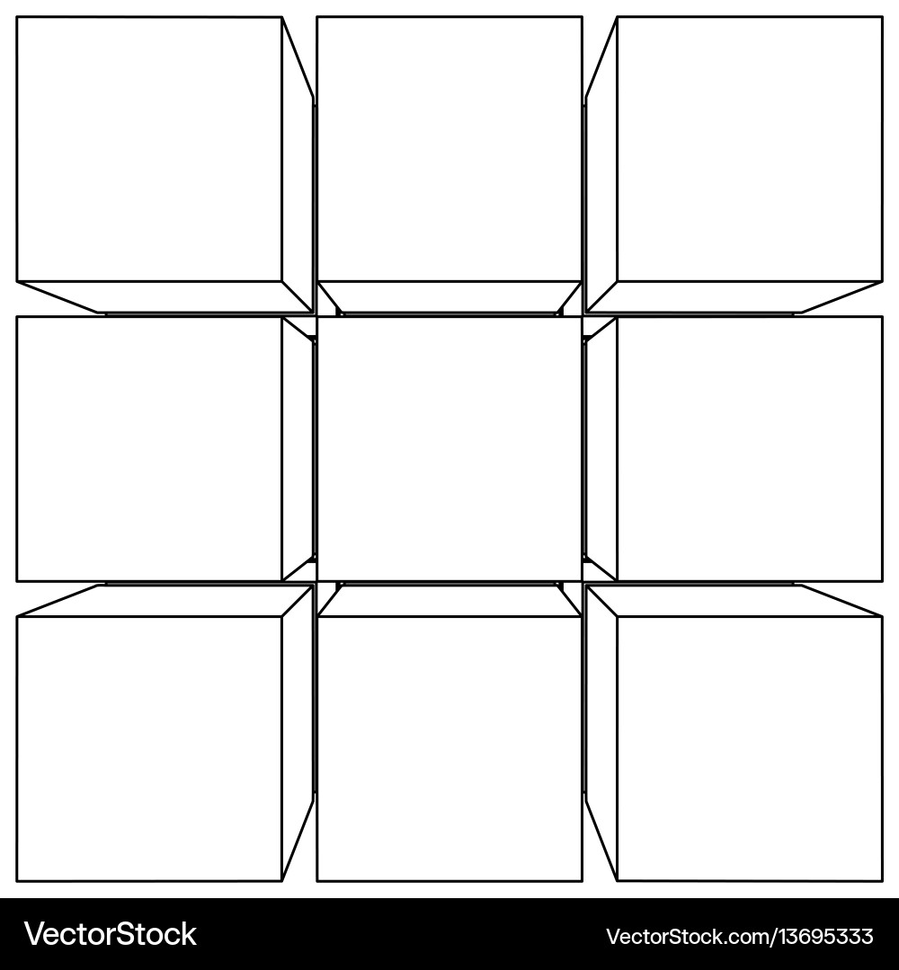 Wireframe mesh outline cube Wireframe mesh outline cube vector image
