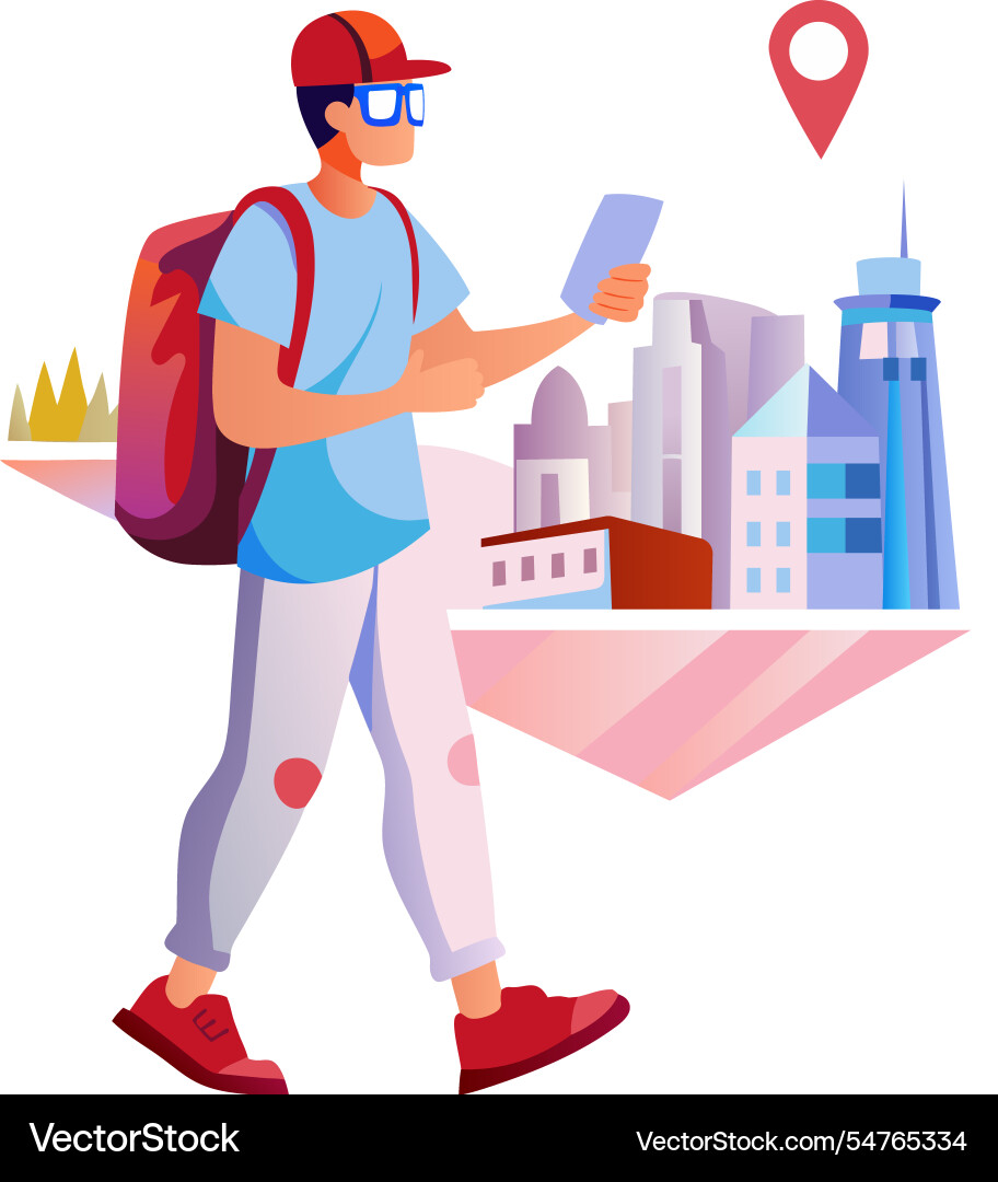 A flat of character using navigatio Vector Image