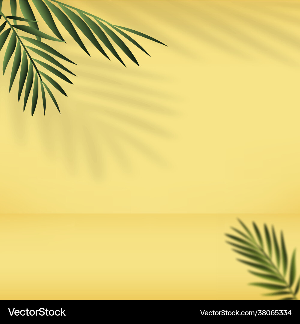 Abstract yellow gradient background with palm Vector Image