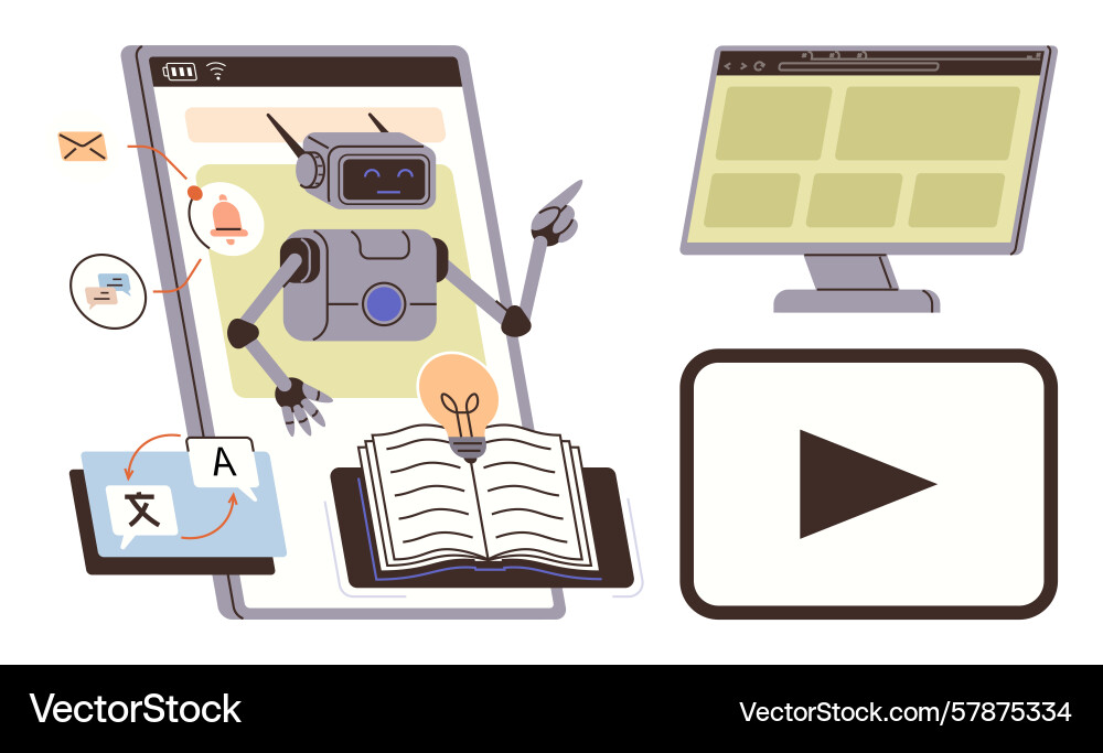 Ai-powered learning and communication Ai-powered learning and communication vector image