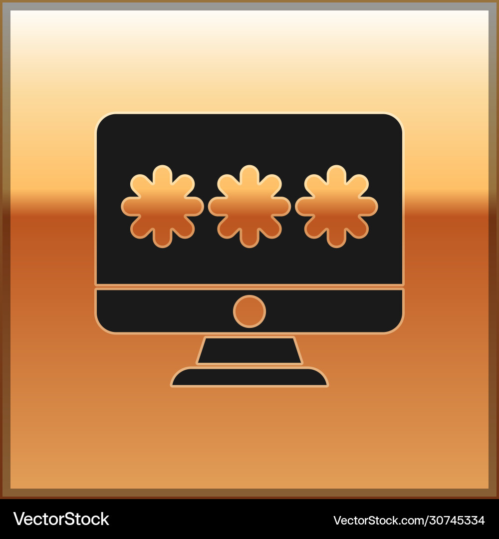Black monitor with password notification icon Vector Image