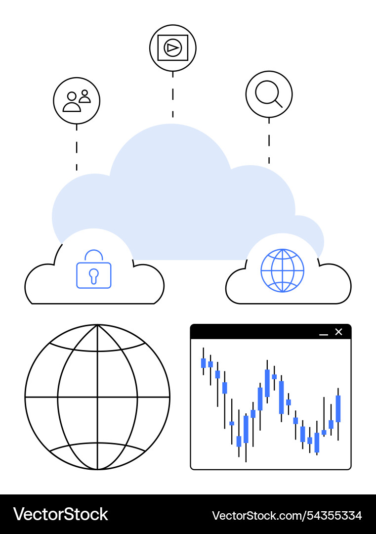 Cloud Computing mit Security Global Access Daten Cloud Computing mit Security Global Access Daten vektorbild