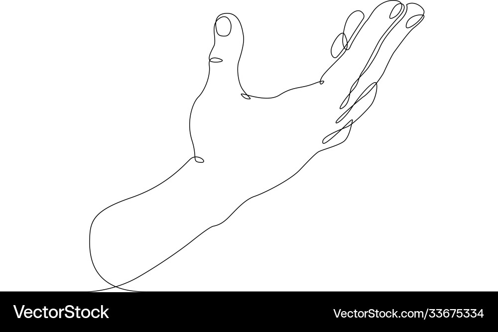 Continuous line drawing palm open gesture Continuous line drawing palm open gesture Vector Image