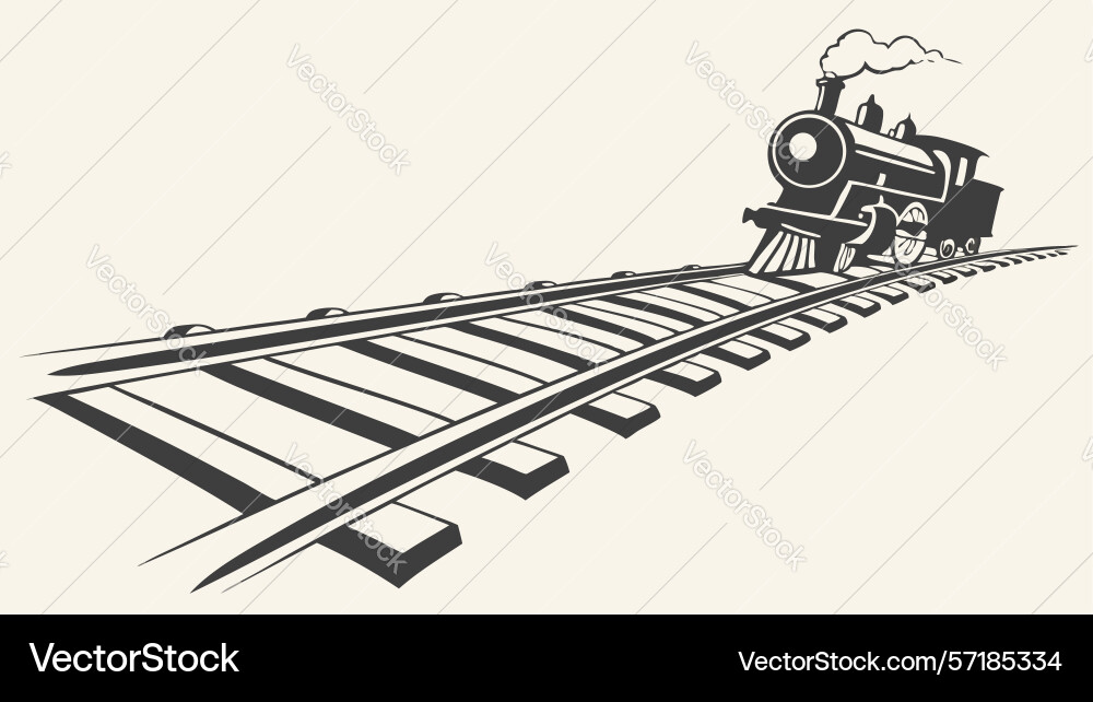Empty railway tracks fading into the distance Vector Image