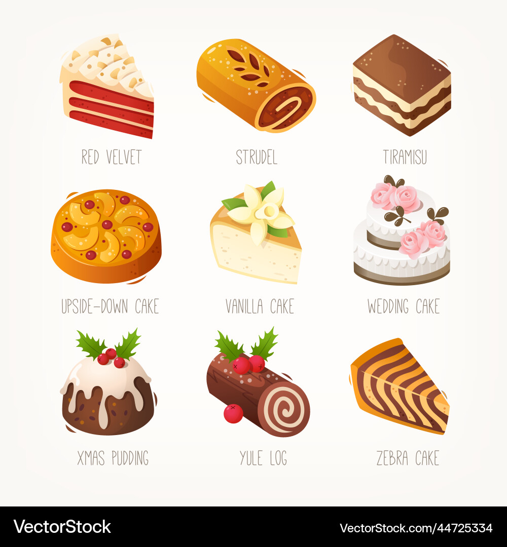 Festive Dessert Collection Vector Image