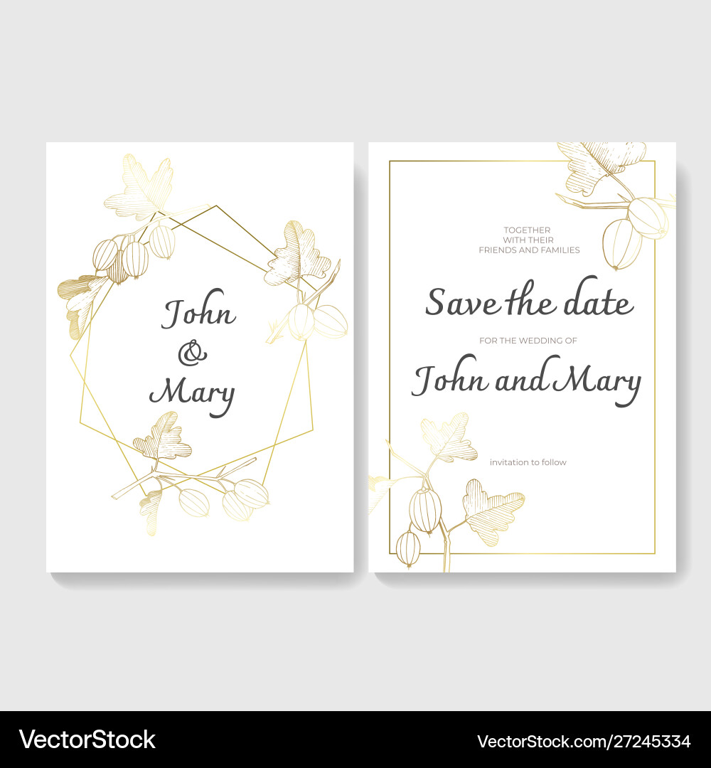 Golden Gooseberry Wedding Card Vector Image