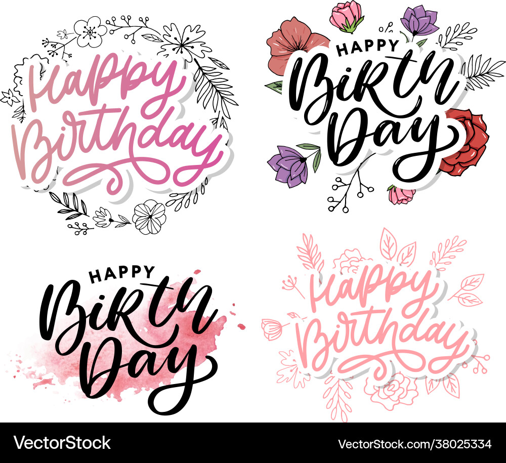 Happy birthday brush script style hand lettering Happy birthday brush script style hand lettering vector image