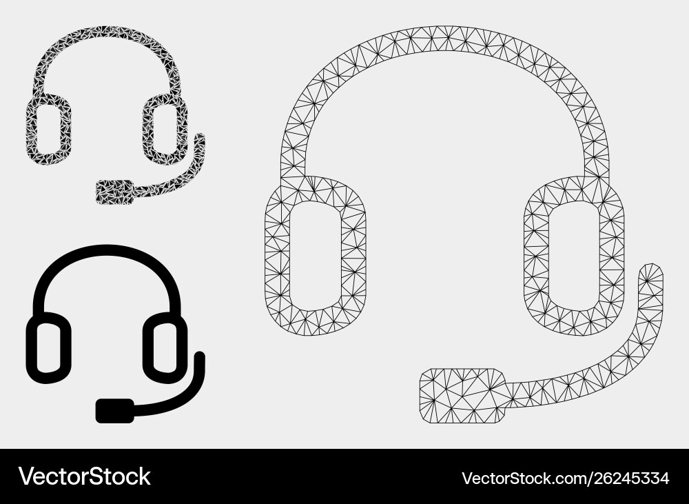 Headset mesh 2d model and triangle mosaic Headset mesh 2d model and triangle mosaic vector image