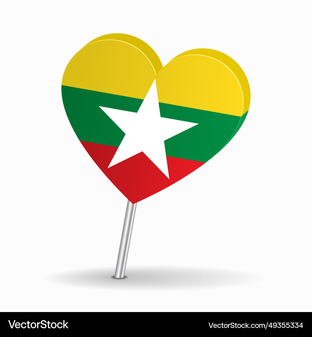 Myanmar Flag Heart Pointer Map vector image