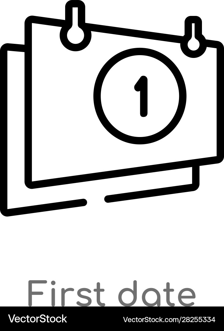 Outline first date icon isolated black simple vector image