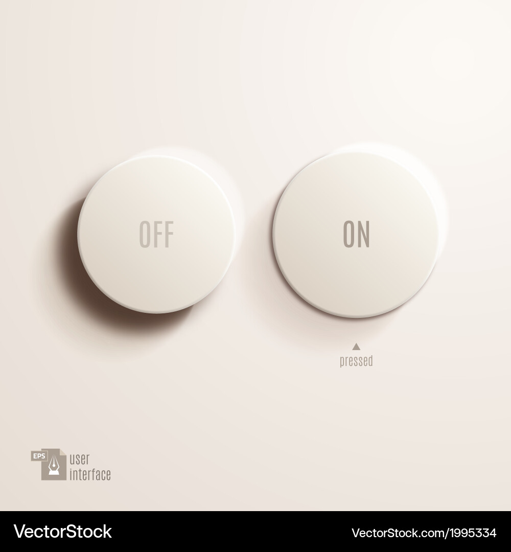 Plastic On/Off Button Interface vector image