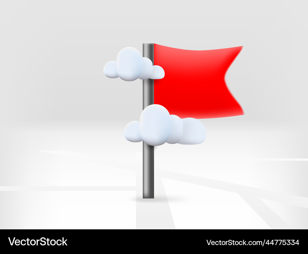 Red flag with road map and clouds 3d isolated Red flag with road map and clouds 3d isolated vector image