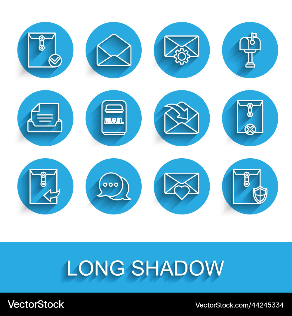 Set line envelope speech bubble chat and check Set line envelope speech bubble chat and check vector image