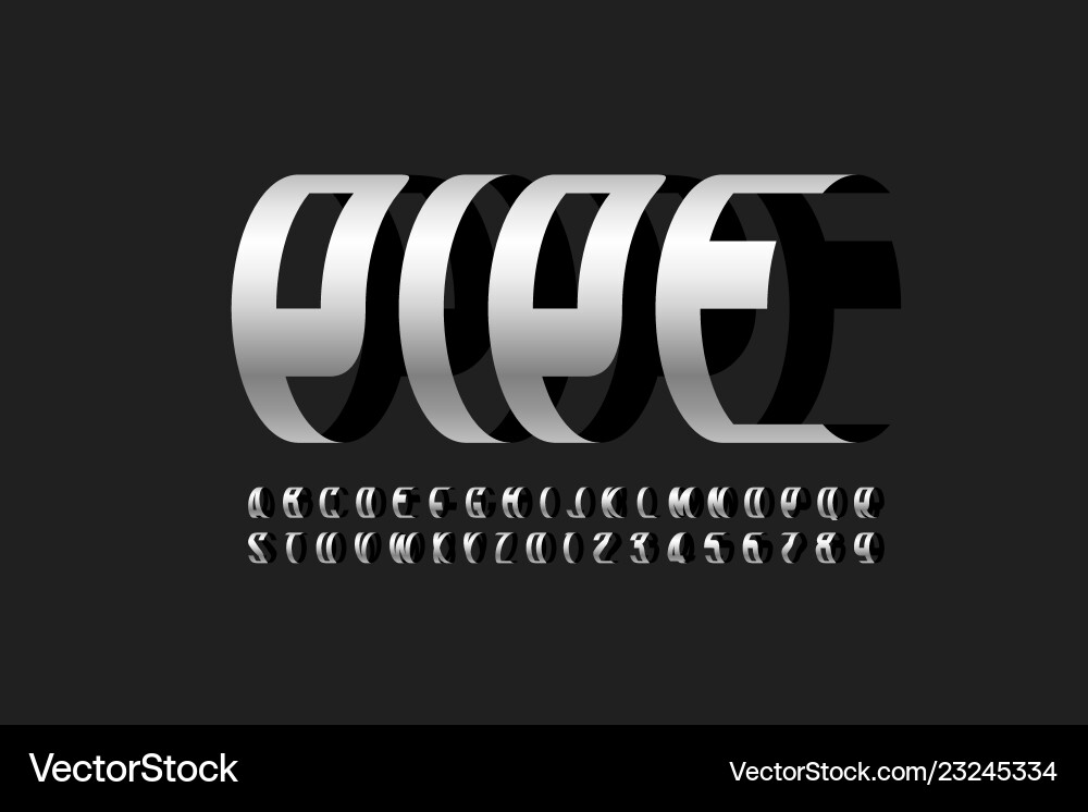 Three-Dimensional Pipe Alphabet Set vector image