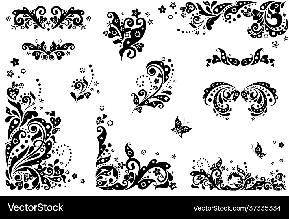 Vintage design elements black and white Vintage design elements black and white vector image