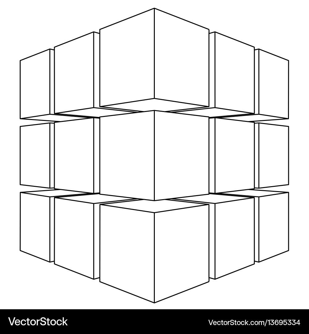 Wireframe Cube Outline vector image