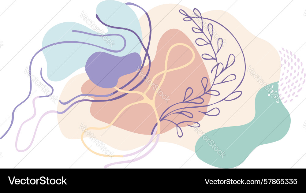 Abstract soft shapes with botanical elements Vector Image