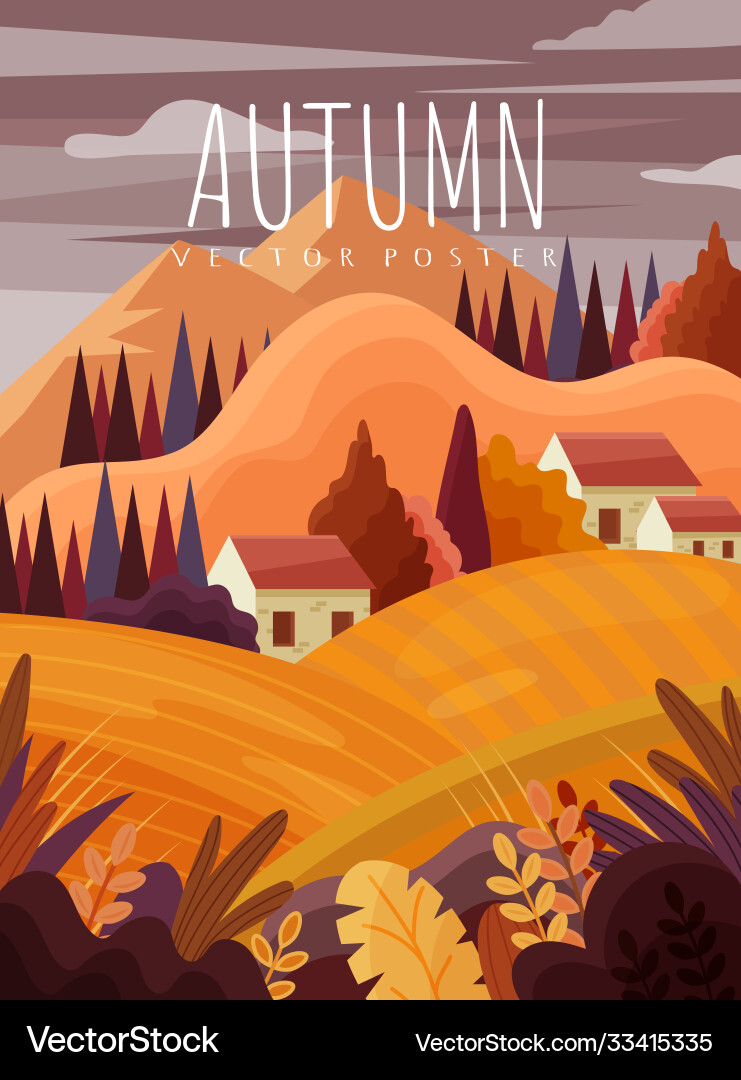 Autumn Mountain Landscape Vector Image