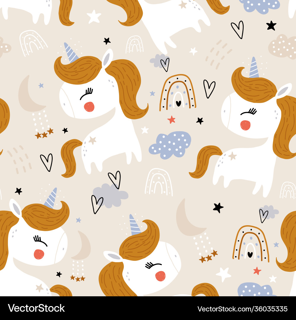 Charming Unicorn Pattern Vector Image