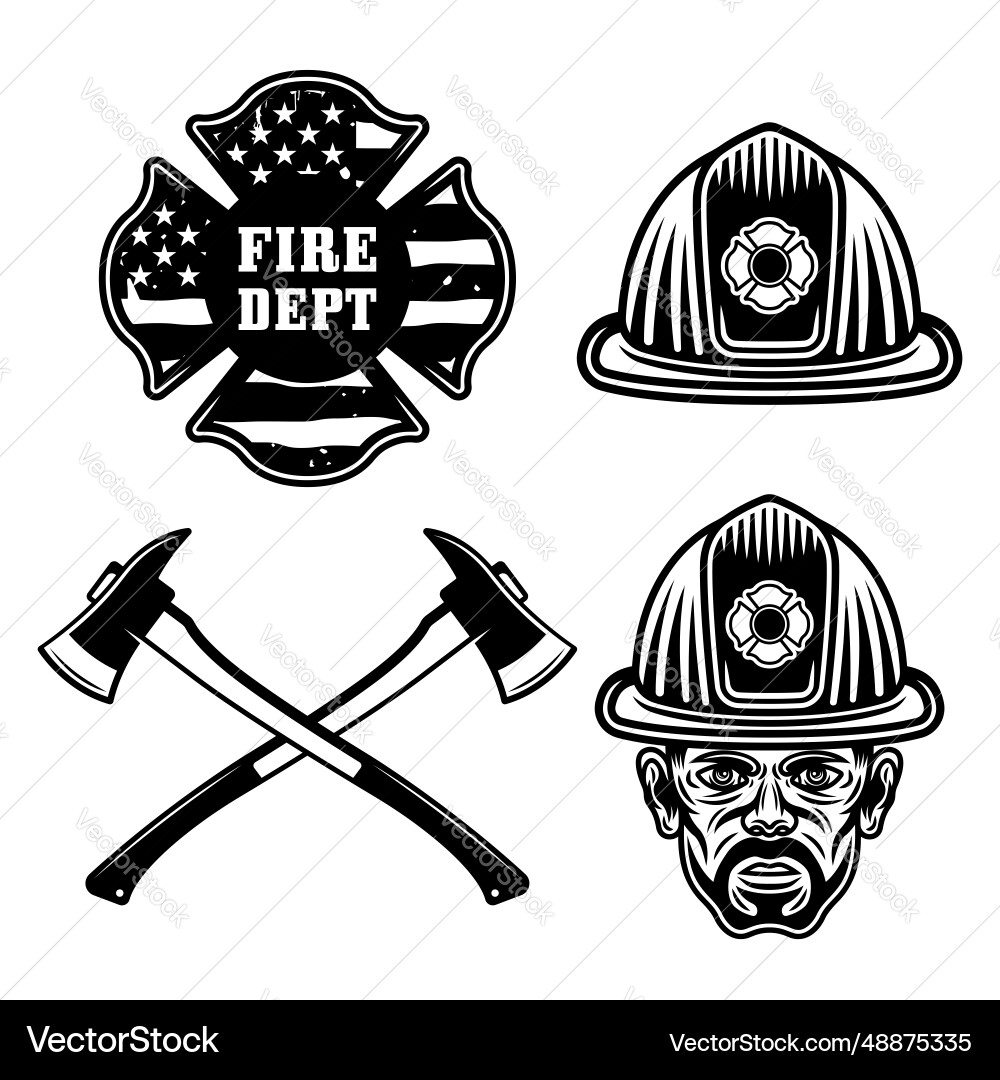 Firefighter Objekte Set von Elementen Firefighter Objekte Set von Elementen vektorbild