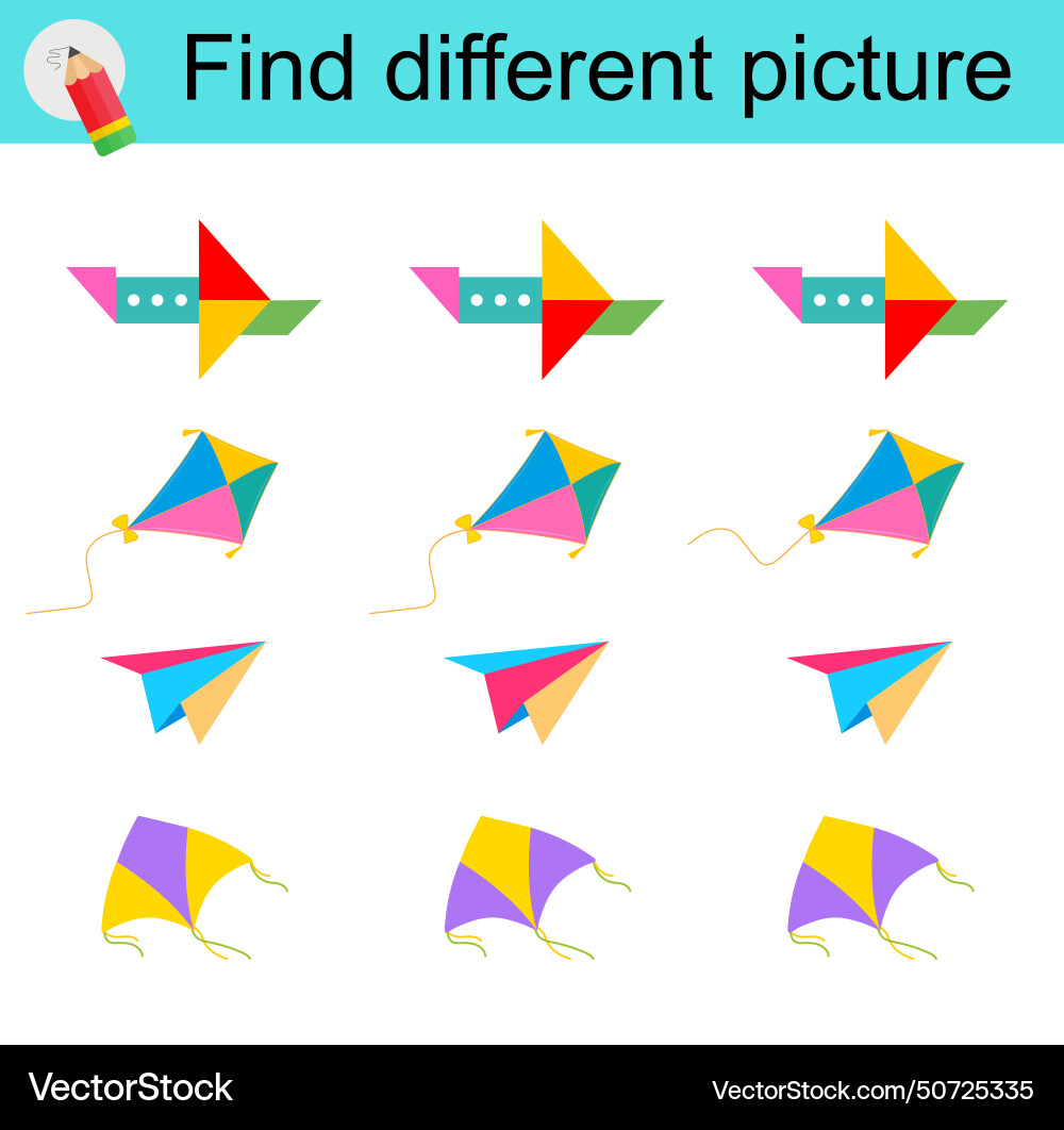 Logic game for children find different picture Logic game for children find different picture vector image