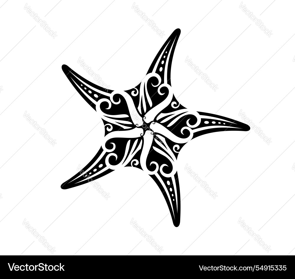 Maori Starfish Tribal Tattoo vektorbild