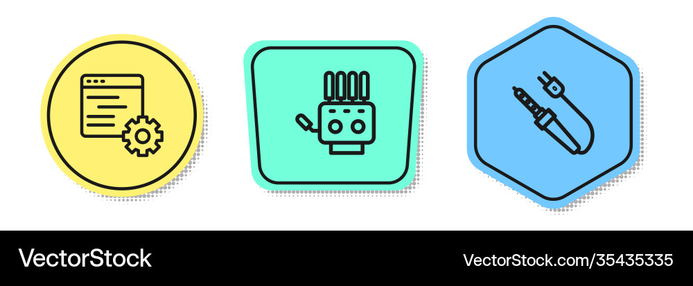Set line computer api interface mechanical robot Vector Image