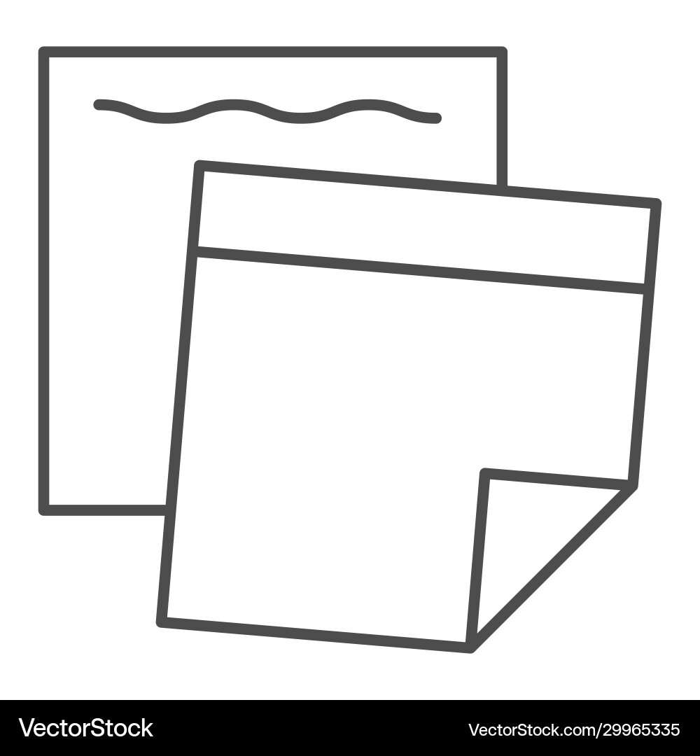 Sticky paper notes thin line icon reminder memo Vector Image
