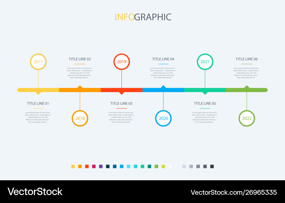 Timeline with 6 steps circle business workflow Vector Image