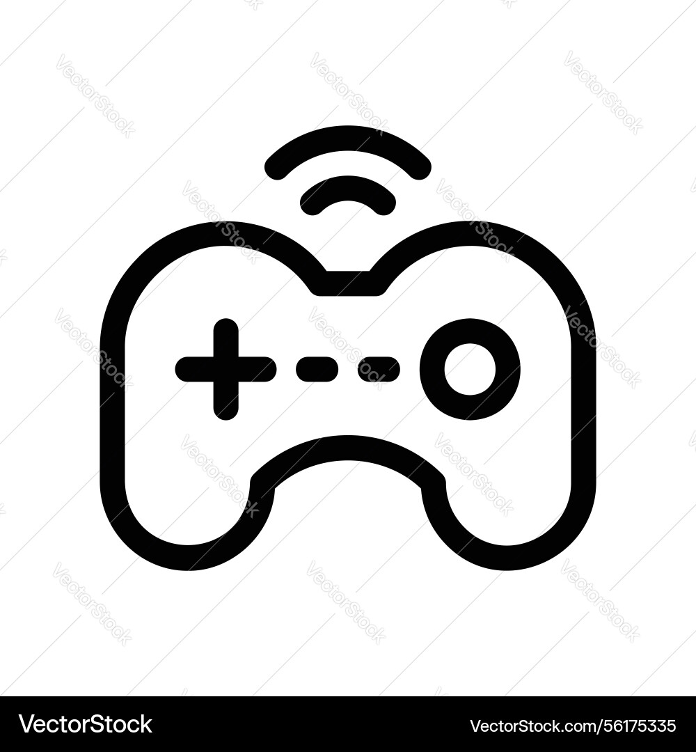 Wireless game controller icon with signal waves vector image