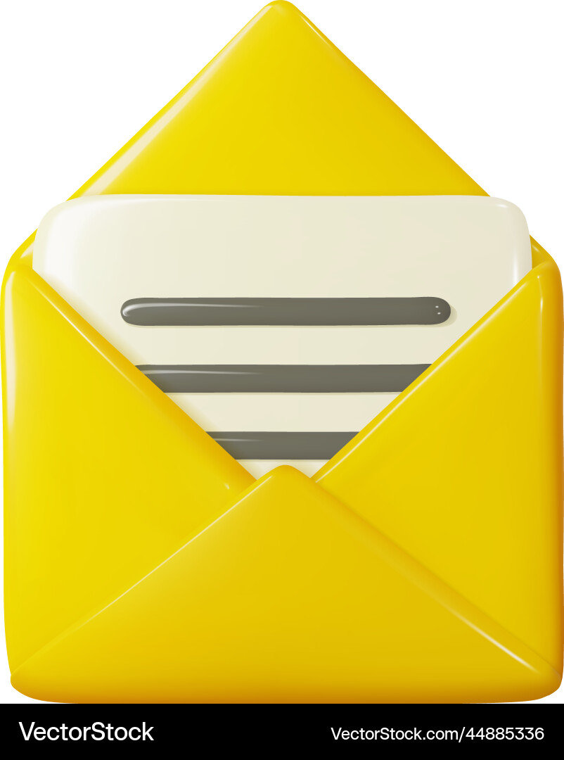 3d open mail envelope with message letter Vector Image