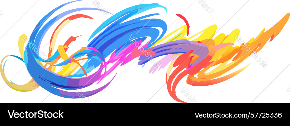 Abstract colorful flowing brush strokes dynamic Vector Image