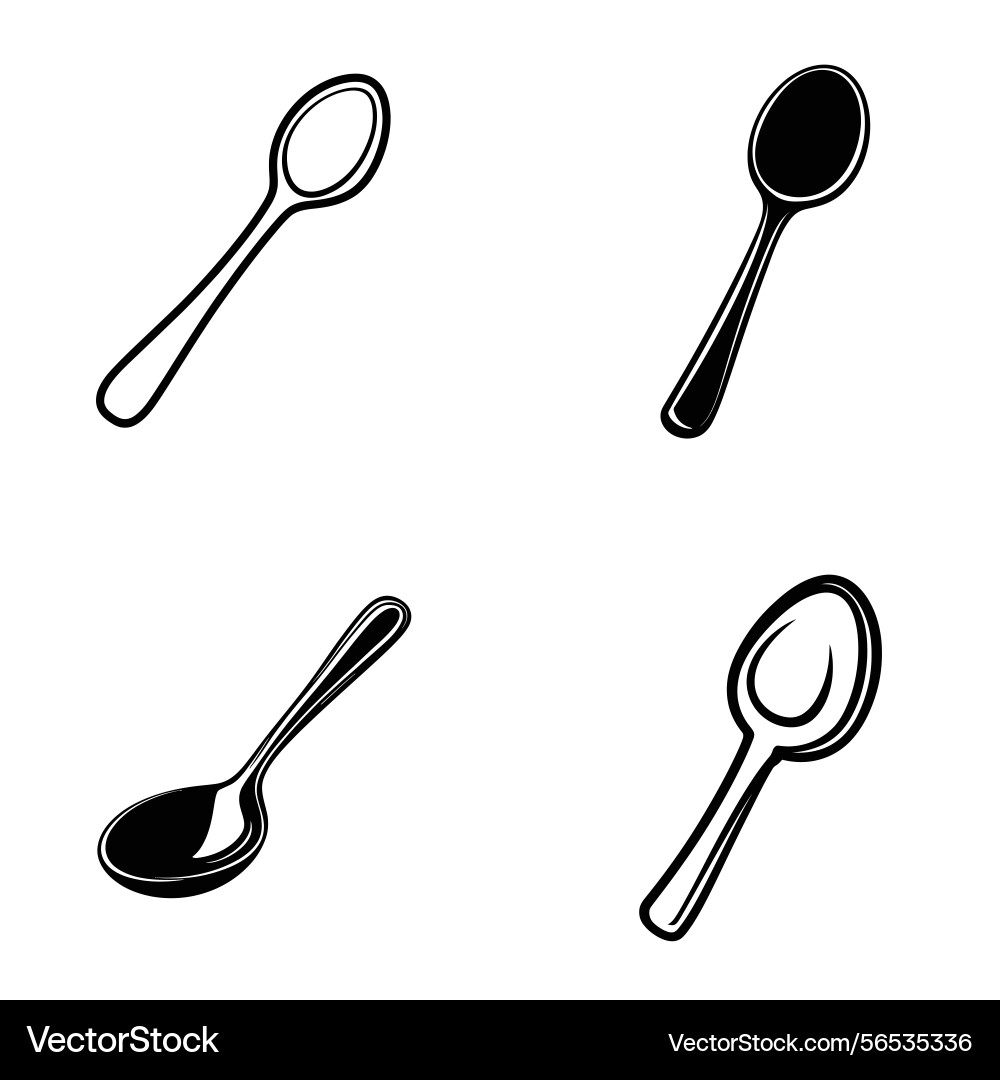Assorted spoons on transparent background Vector Image