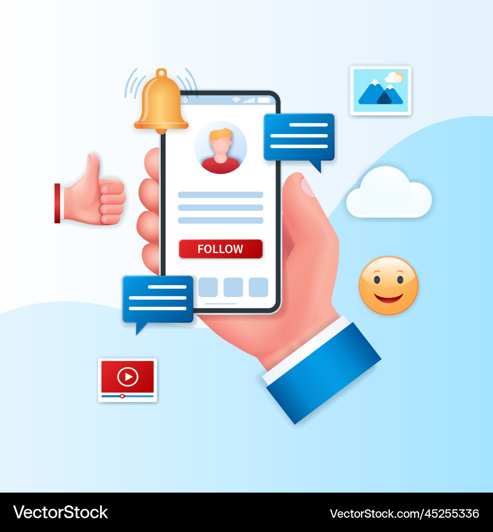Comment and follow banner in 3d Comment and follow banner in 3d vector image