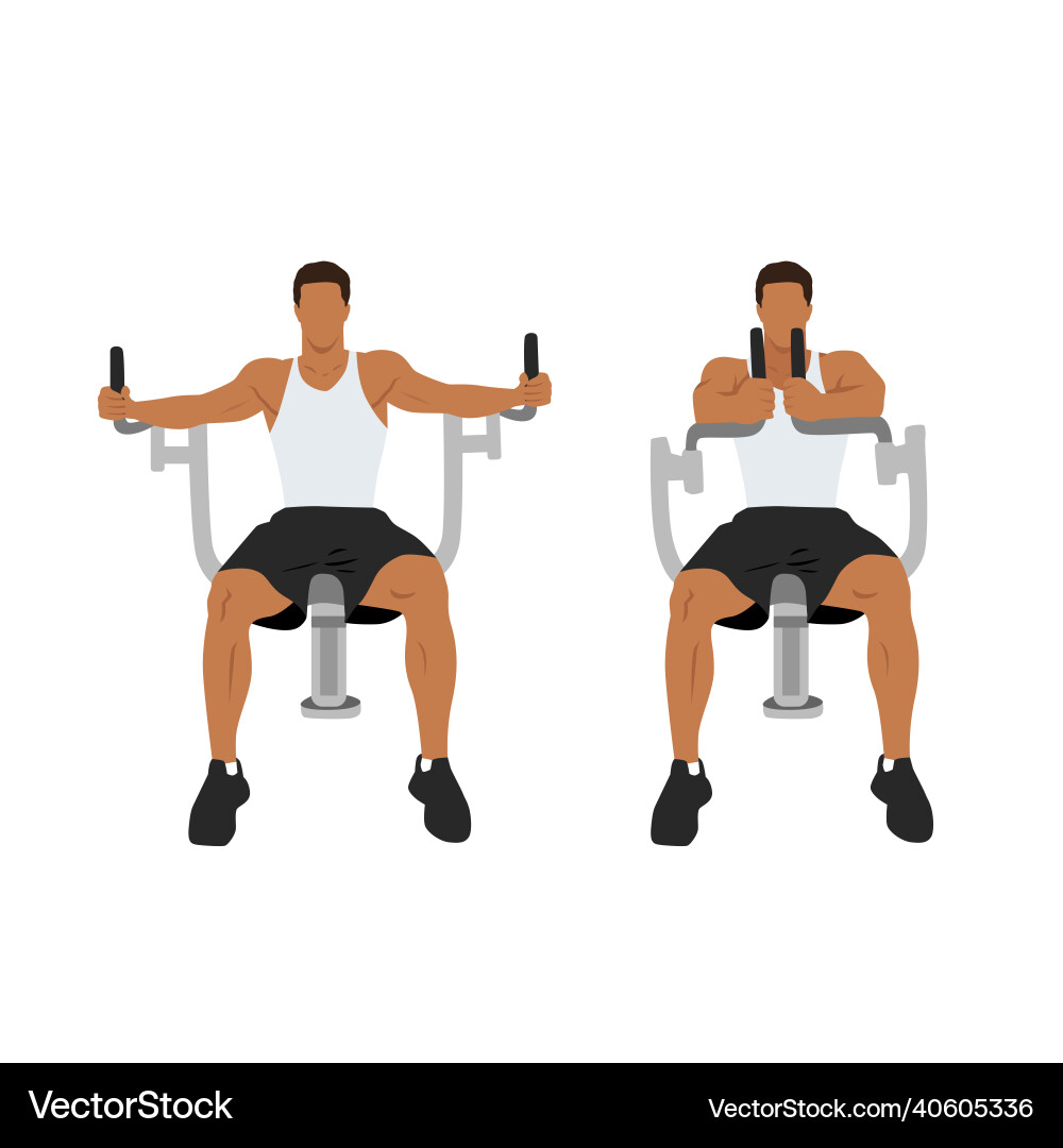 Man Performing Butterfly Machine Exercise Vector Image