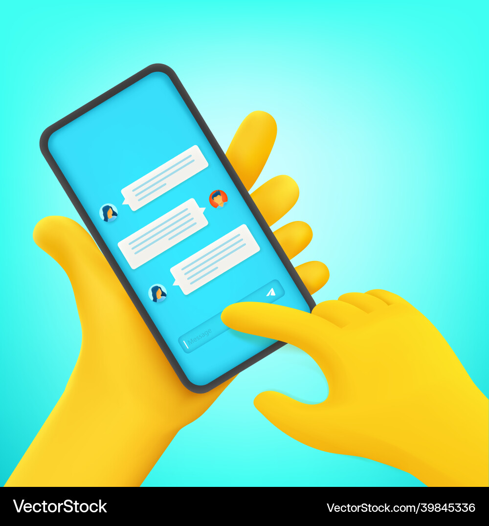 Man using smartphone to communicate with friends Man using smartphone to communicate with friends vector image