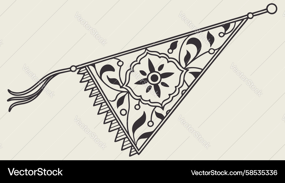 Ornate Triangular Flag with Patterns Vector Image