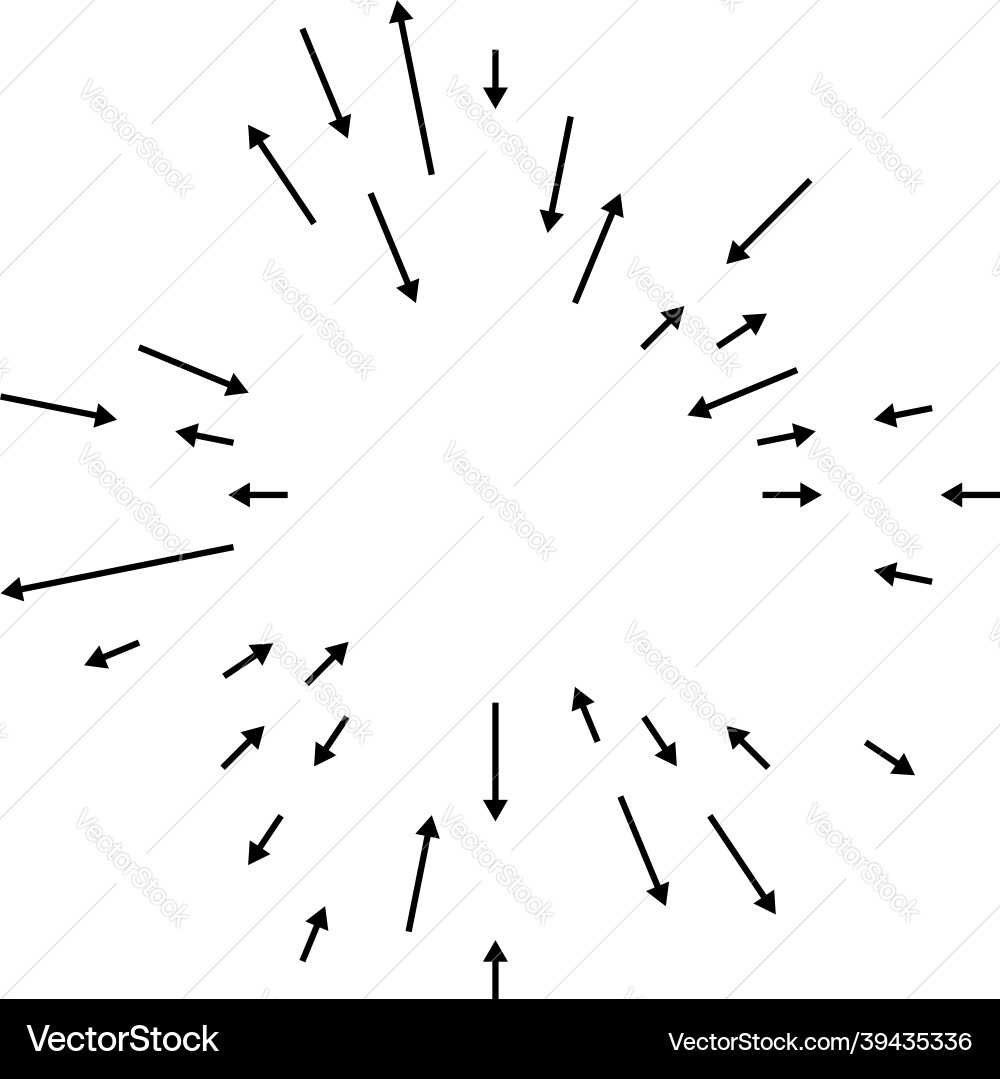 Radial radiating arrows pointers in opposite Radial radiating arrows pointers in opposite Vector Image