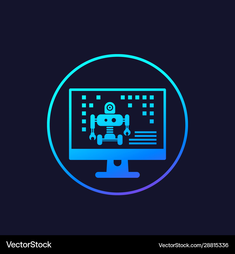 Robotics robot programming icon Vector Image