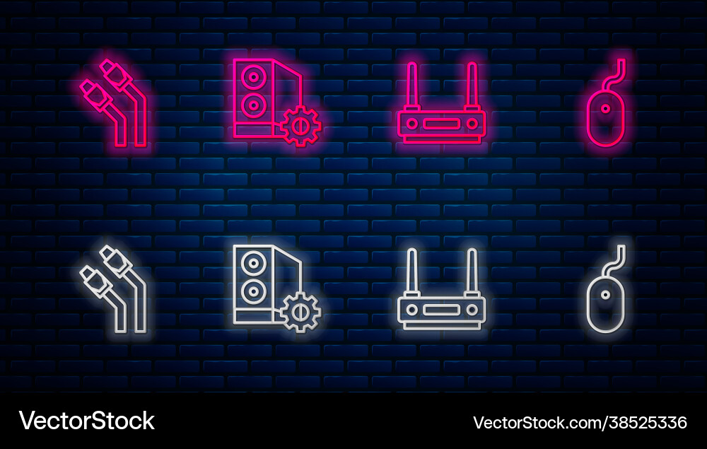 Set line case computer router and wi-fi signal Set line case computer router and wi-fi signal Vector Image