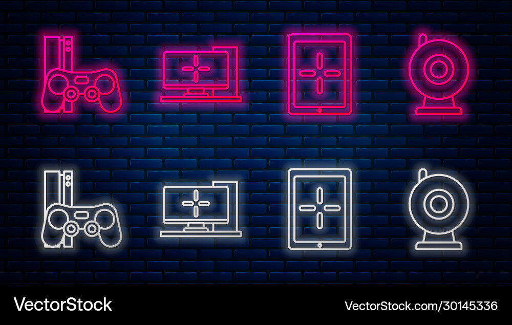 Set line computer monitor tablet game console Set line computer monitor tablet game console Vector Image
