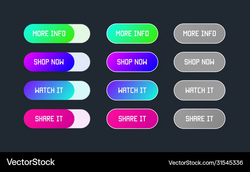 Set modern gradient app website page or game Set modern gradient app website page or game vector image