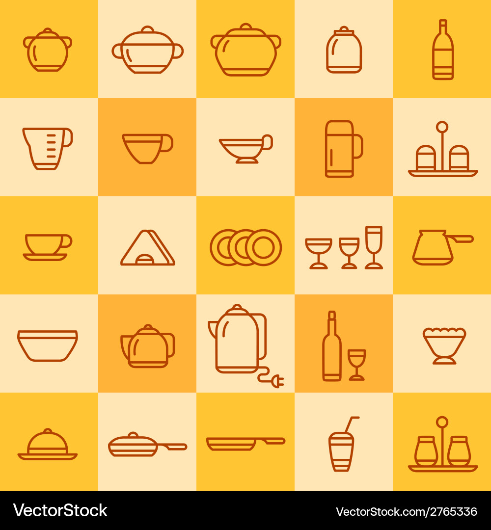 Set of icons different types cookware Vector Image