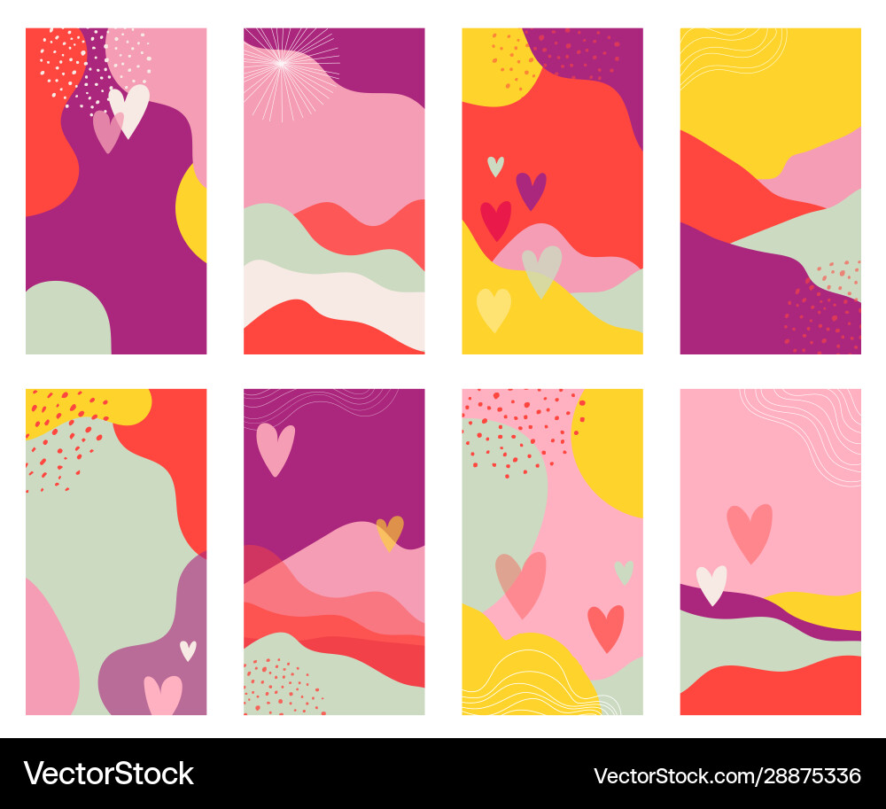 Set valentines day abstract backgrounds vector image