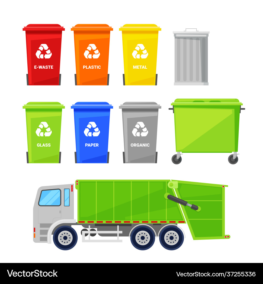 Sorting and recycling waste garbage multicolor Sorting and recycling waste garbage multicolor vector image