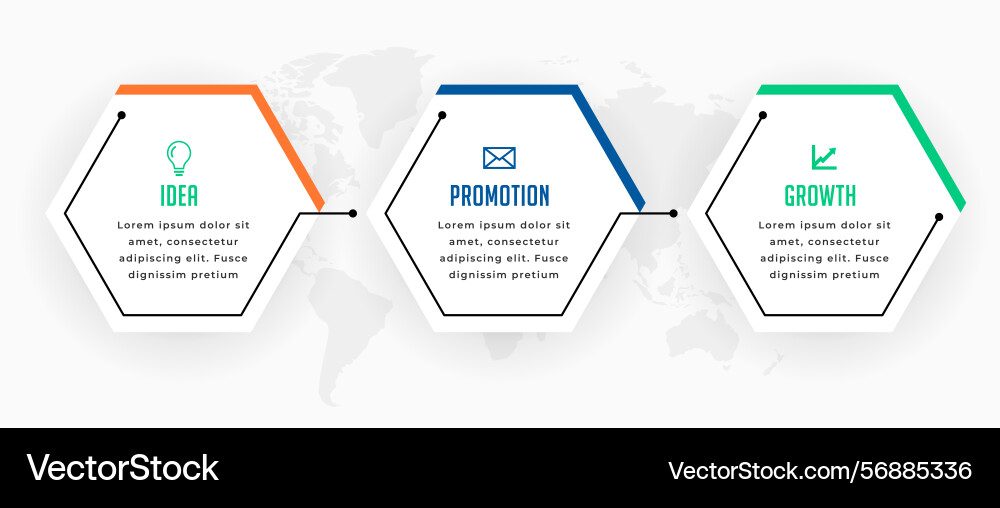 Three step infographic sequence element template vector image