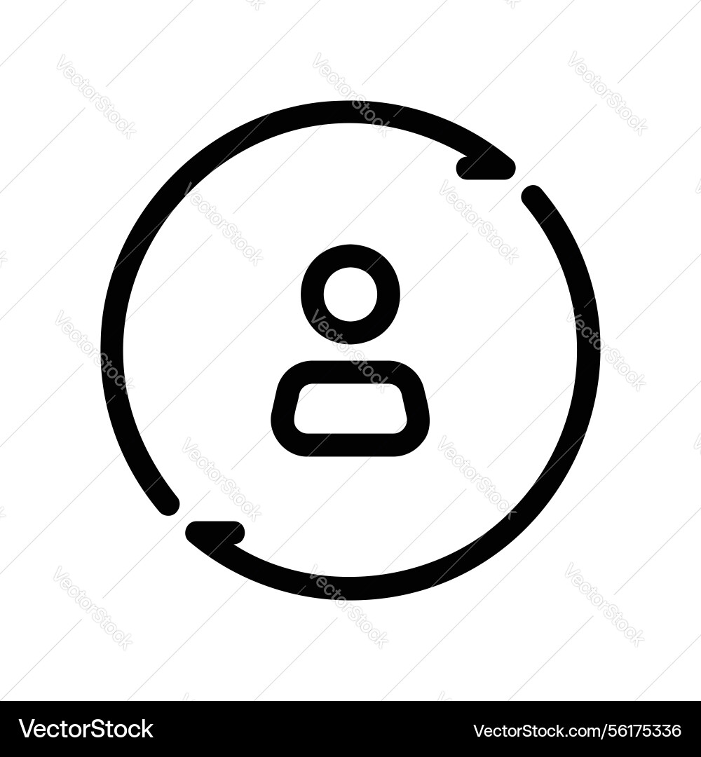 User profile icon within a circular arrow vector image