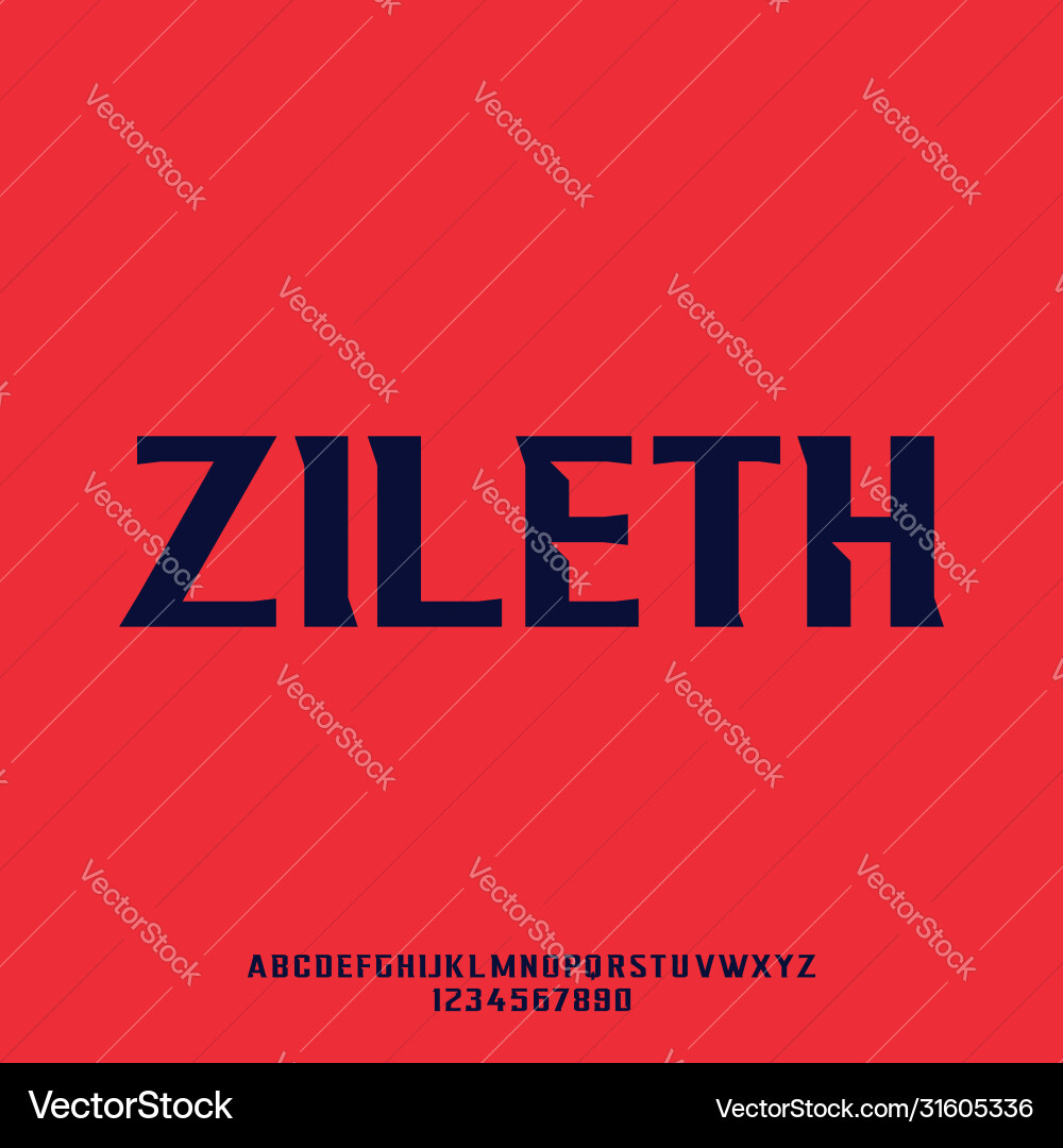 Zileth a unique sharp display font typeface Zileth a unique sharp display font typeface vector image