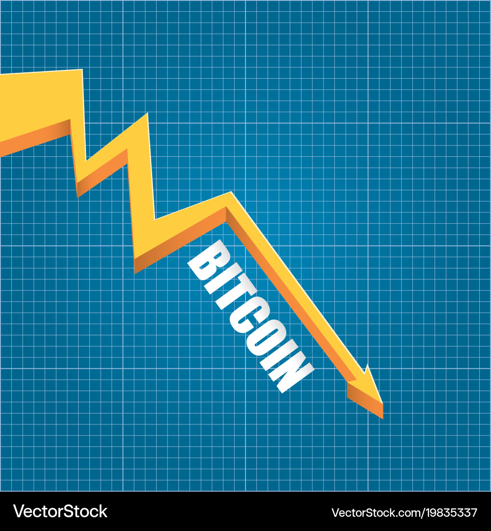 Bitcoin market crash graph on blueprint Vector Image