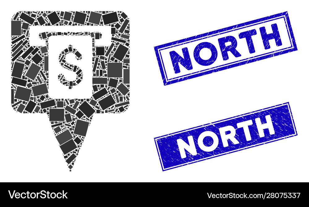 Cash machine map pointer mosaic and scratched Vector Image